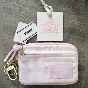 PINK X LSF LoveShackFancy Zip Card Case Keychain Gingham Icons VICTORIA'S SECRET